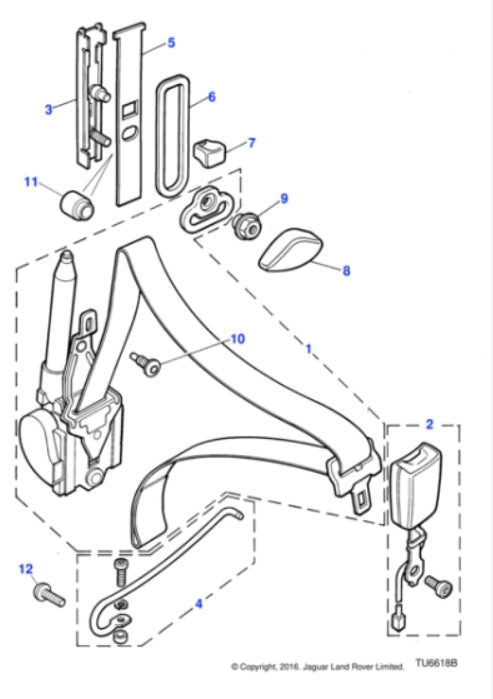 HJB7012CAAGD - Jaguar Seatbelt buckle (Genuine & New)