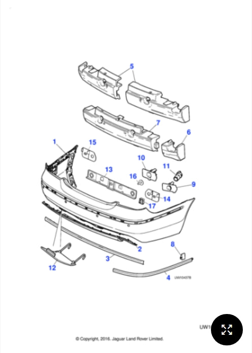 XR849700XXX - Jaguar S-Type 1999 Rear Bumper cover (Genuine & New)