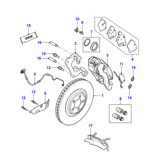 C2D60996 Jaguar XJ Front Brake Pad Kit (Genuine & New)