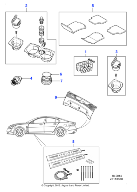 C2Z5587LEG Jaguar XF Front Iluminated Plate Warm Charcoal (Genuine & New)