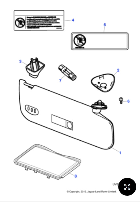 XR82375LFJ - Jaguar Illuminated sunvisor (Genuine & New)