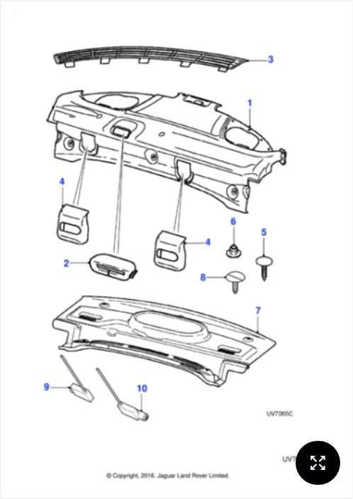 XR857992 - Jaguar Sunblind arm kit (Genuine & New)