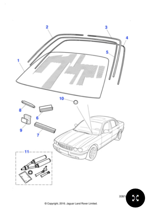 C2C25729 - Jaguar Windscreen glass (Genuine & New)
