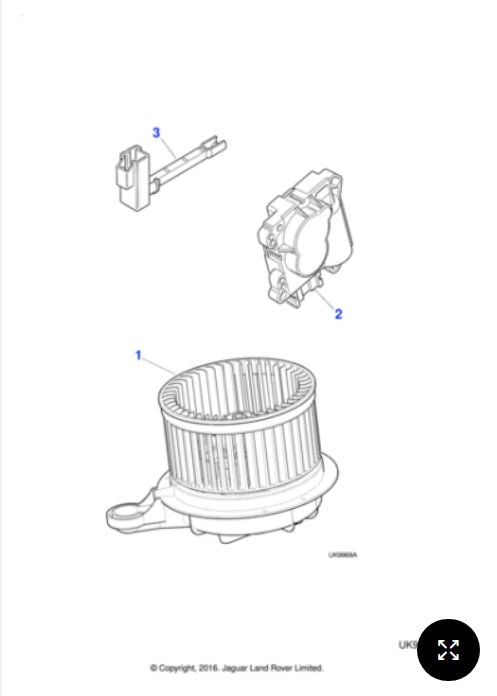 XR829156 - Jaguar Air conditioning blower motor (Genuine & New)