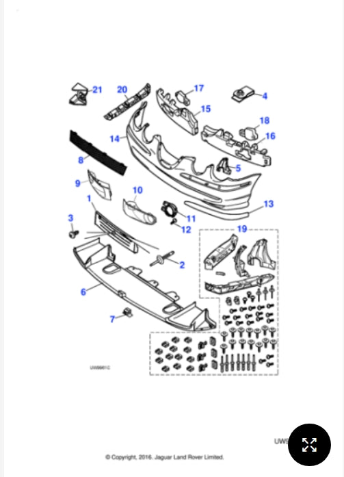 JLM21155 - Jaguar Bumper fixing kit (Genuine & New)