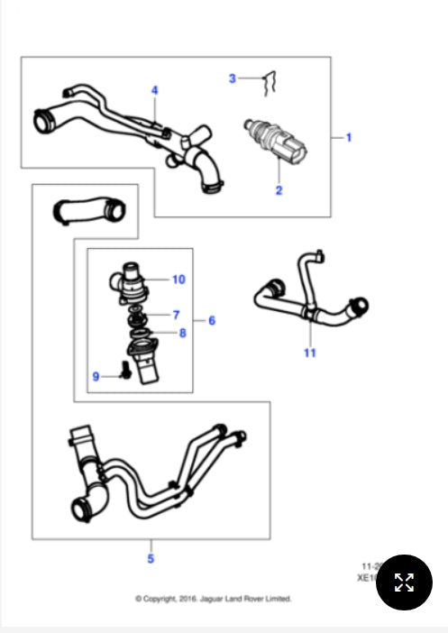 C2C3500 - Jaguar Radiator top hose (Genuine & New)