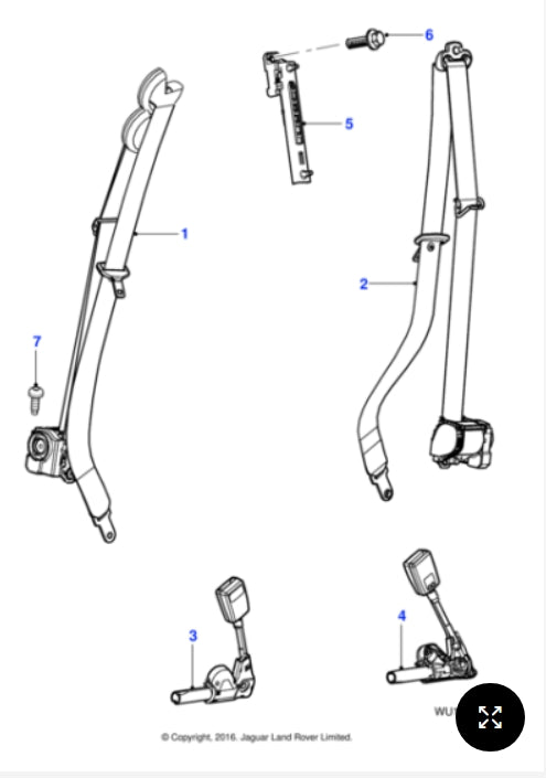 C2S2263AEK - Jaguar Seatbelt (Genuine & New)
