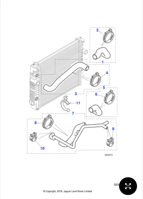 MNC4515AD - Jaguar Bottom water hose (Genuine & New)