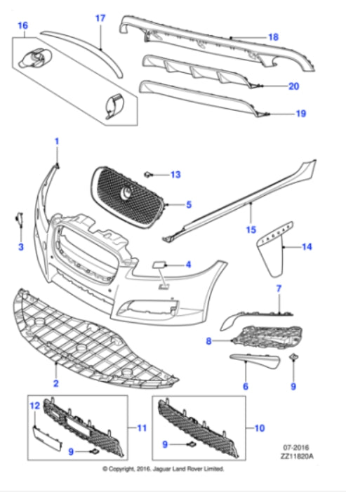 C2Z16174 - Jaguar XF Grille (Genuine & New)