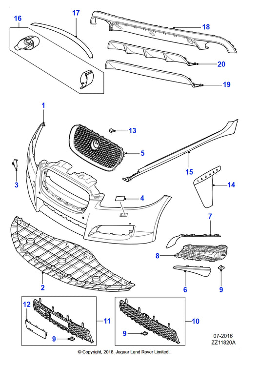 C2Z16212 - Jaguar XF RR LOWER EXT PANEL - DIFF - AEROKIT (Genuine & New)