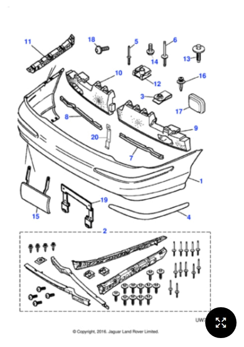 XR87634XXX - Jaguar S-Type Bumper cover (Rear) (Genuine & New)