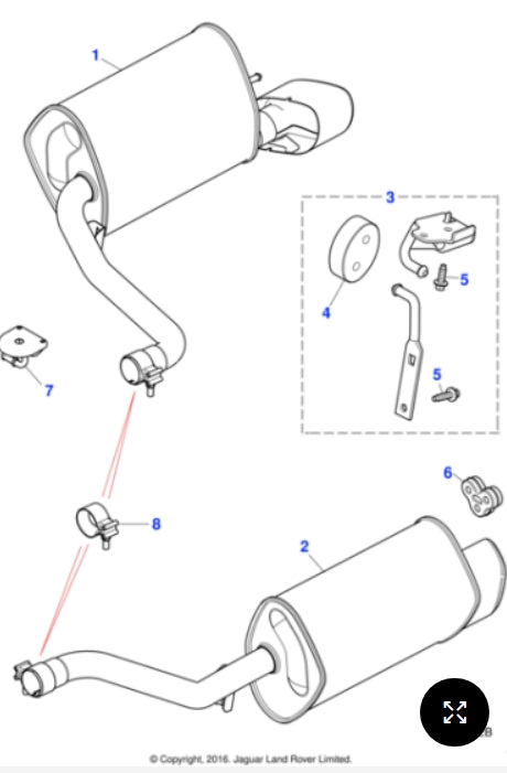 C2Z5075- Jaguar Exhaust silencer/tail pipe assembly (Genuine & New)