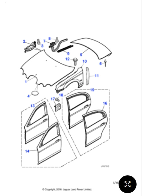 XR819328 - Jaguar Trunk lid hinge (Genuine & New)