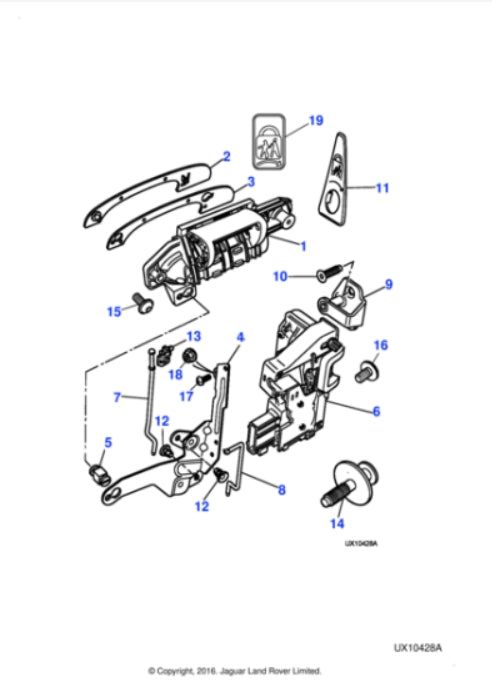 XR853055 - Jaguar S-Type Door latch LH rear (Deadlocking) (Genuine & New)