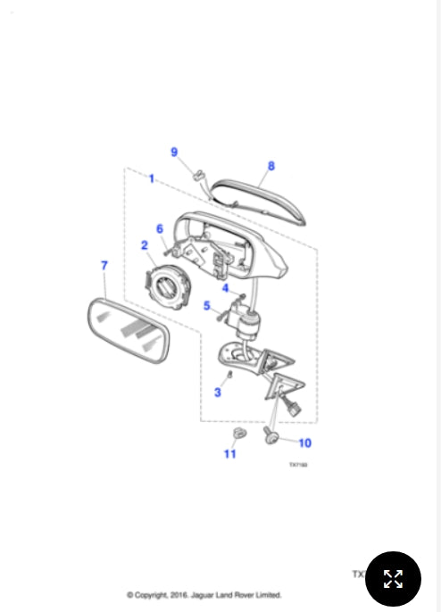 HJJ3403AA - Jaguar XK8 Door mirror, memory power park (LH) (Genuine & New)