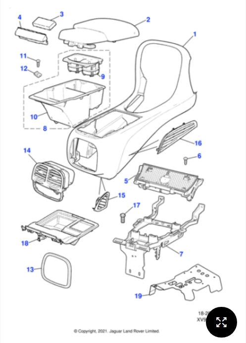 C2C22403LEG - Jaguar XJ Console armrest/lid (Genuine & New)
