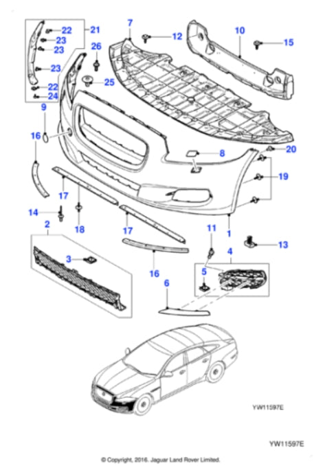 C2D23093 - Jaguar XJ Grille mesh  (Genuine & New)