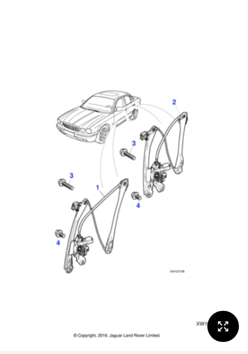 C2C35653 - Jaguar XJ LH rear Window regulator (Genuine & New)