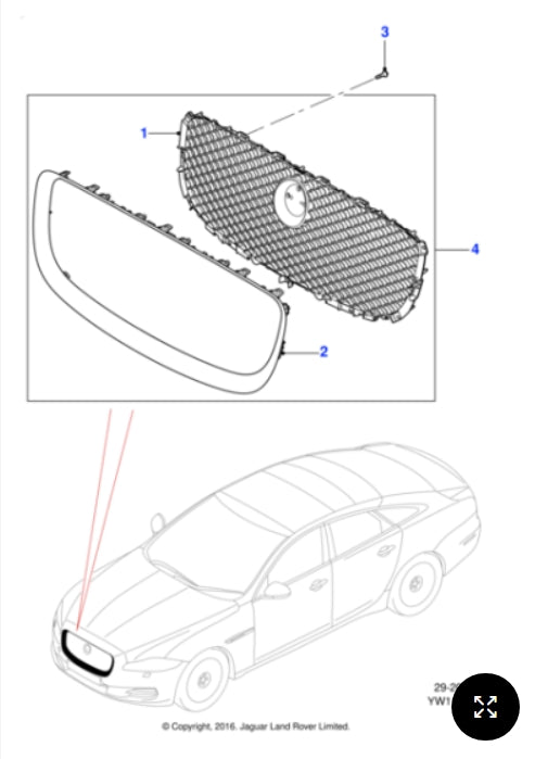 C2D23092 - Jaguar XJ  Radiator grille mesh (Genuine & New)
