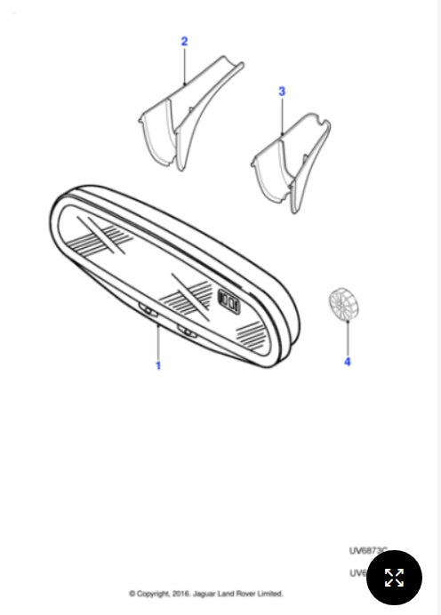 XR825752 - Jaguar Interior rear view mirror (Genuine & New)